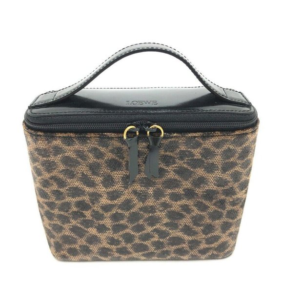 LOEWE Leopard Mini/Cosmetics Pouch Bag Vanity bag Leather Brown/GoldHardware - Picture 10 of 16